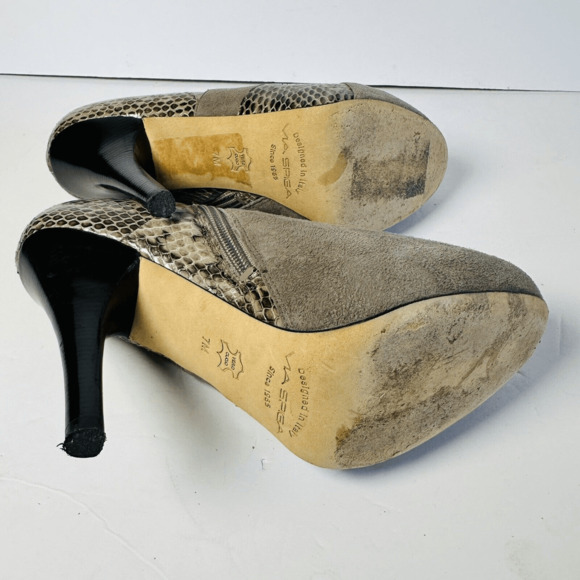 Via Spiga Acacia Bootie in Gray Suede Snake Skin 4.5”‎ High Heel Woman’s Size 7M - Picture 8 of 9